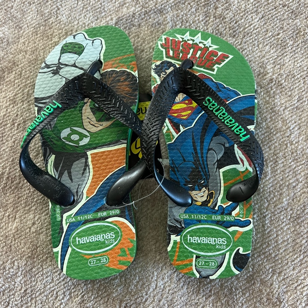 Havaianas Kids Flip Flop Green Justice League (Super Hero’s) Size 11-12 (EUR 29)